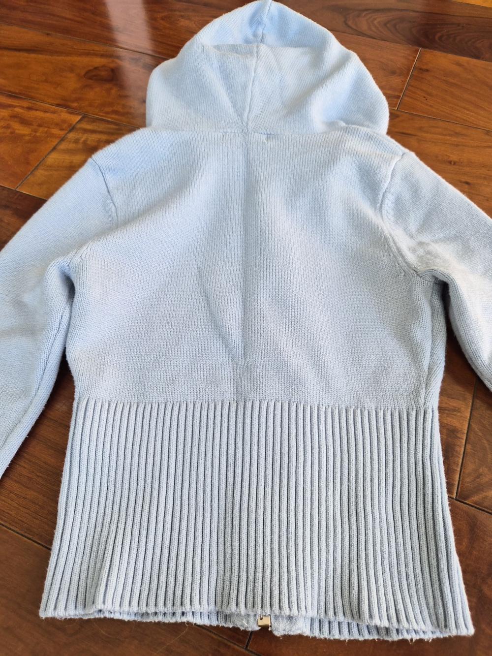 Light Blue Knit Cropped Zip-Up Hoodie Size S (Fits Like a XS) - Picture 13 of 16